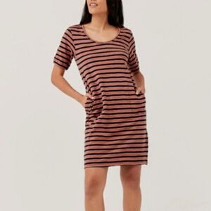Pact Organic Womens Harvest Striped Avery Dress Size Small 100% Organic Cotton